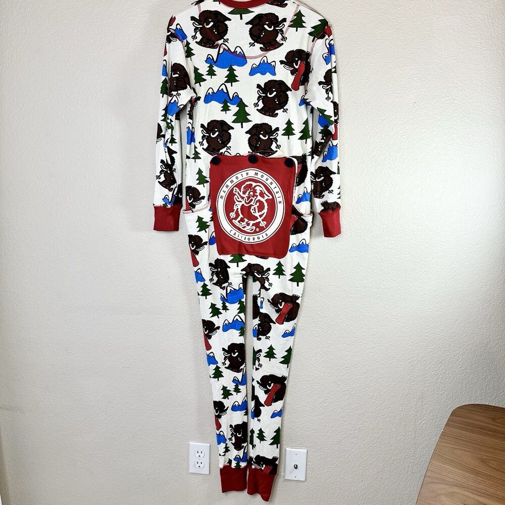 Lazy One Pajamas Size XS Red White Mammoth Flapjack Tailgate Long John
